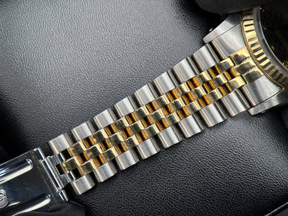 Rolex Datejust 16233 Black Computer Dial TwoTone Jubilee Automatic 36mm Watch