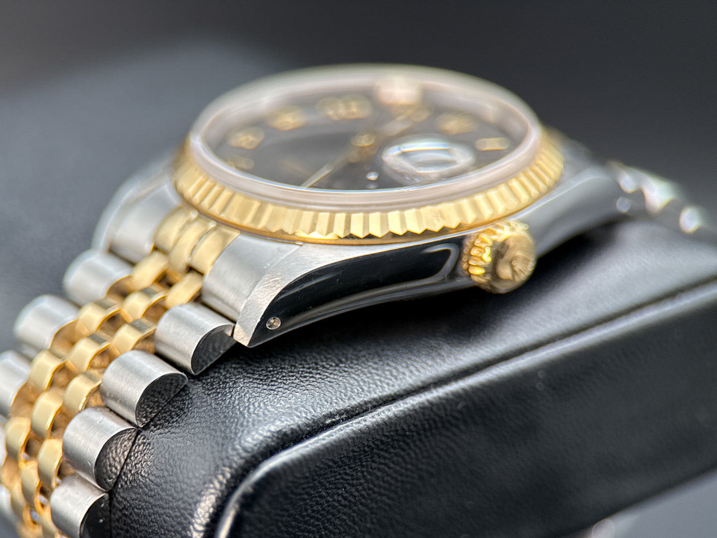 Rolex Datejust 16233 Black Computer Dial TwoTone Jubilee Automatic 36mm Watch