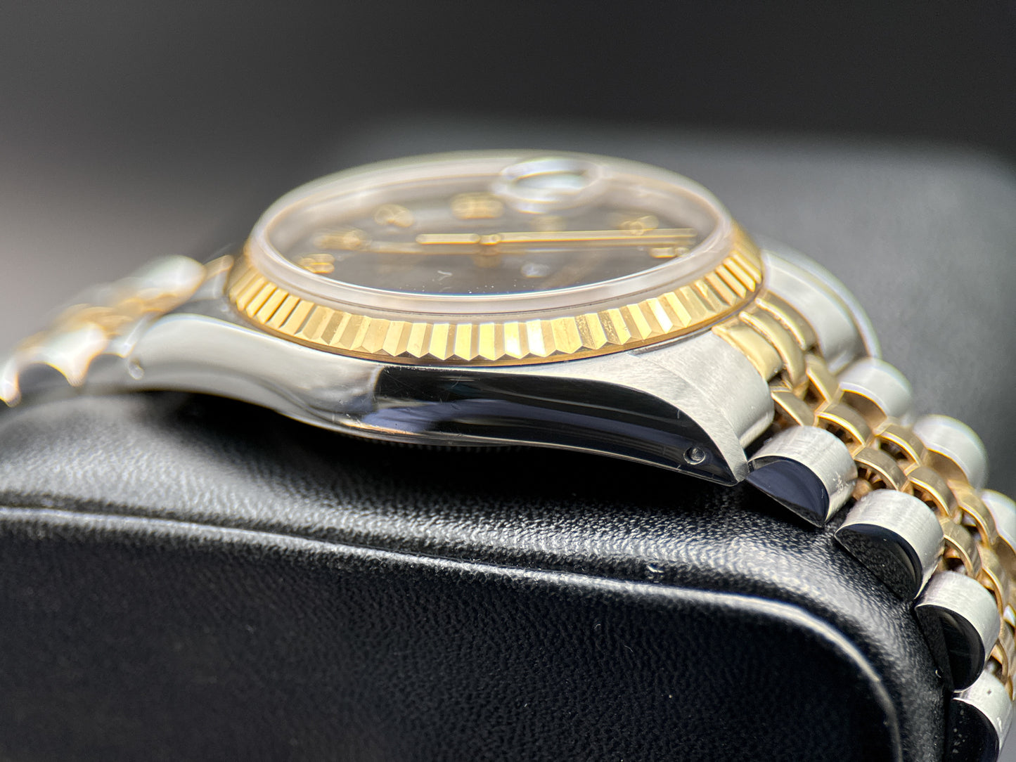 Rolex Datejust 16233 Black Computer Dial TwoTone Jubilee Automatic 36mm Watch