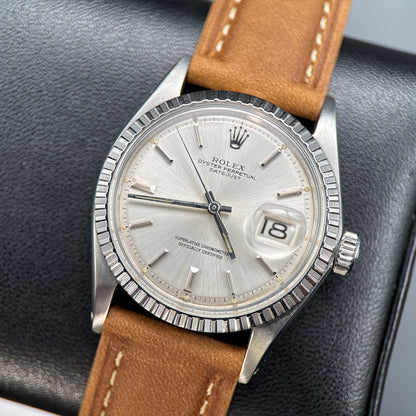 Rolex Datejust 36mm 1603 Silver Dial Engine Turned Bezel Automatic Watch