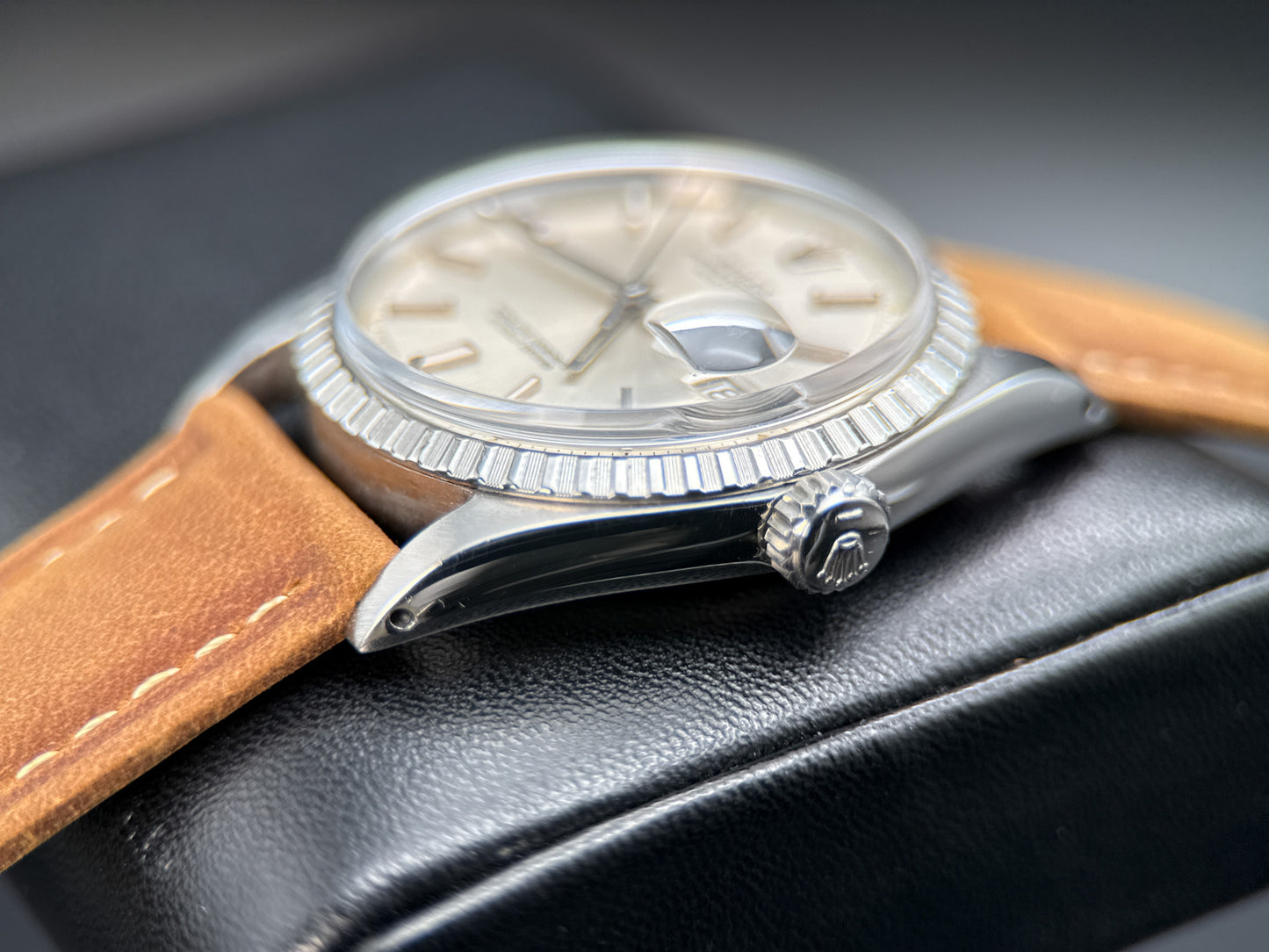 Rolex Datejust 36mm 1603 Silver Dial Engine Turned Bezel Automatic Watch
