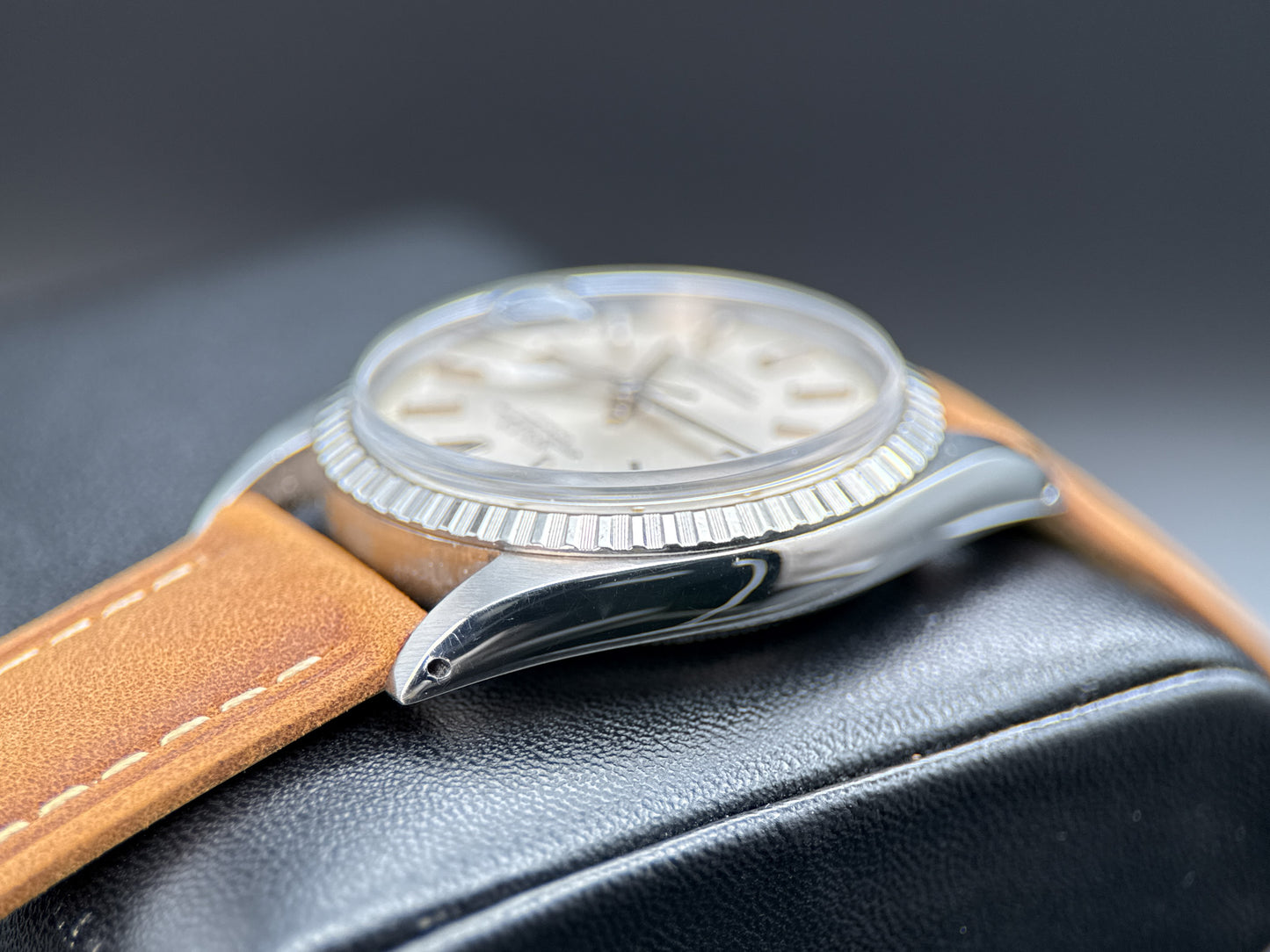 Rolex Datejust 36mm 1603 Silver Dial Engine Turned Bezel Automatic Watch