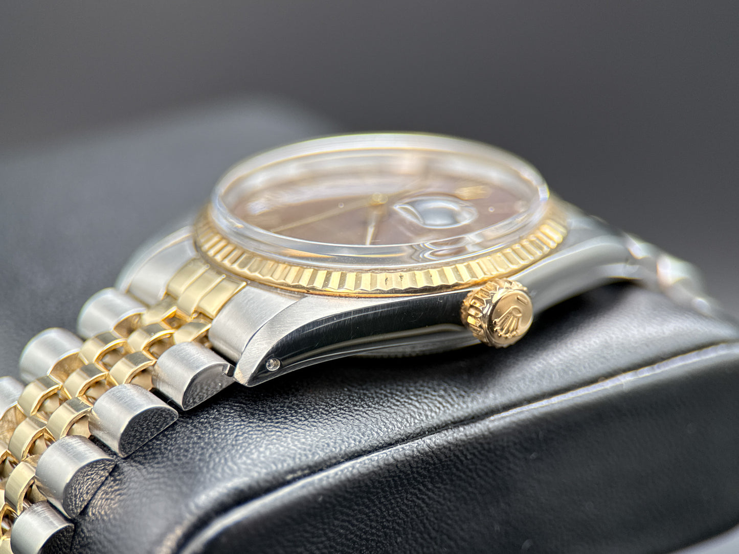 Rolex Datejust 36mm 16013 Brown Buckley Roman Dial Fluted Jubilee Watch - 1983