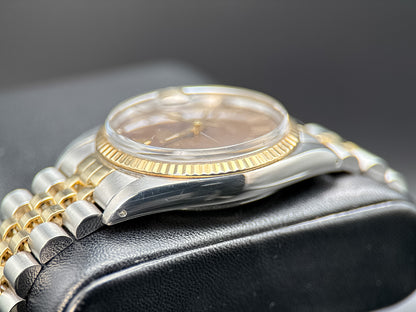 Rolex Datejust 36mm 16013 Brown Buckley Roman Dial Fluted Jubilee Watch - 1983