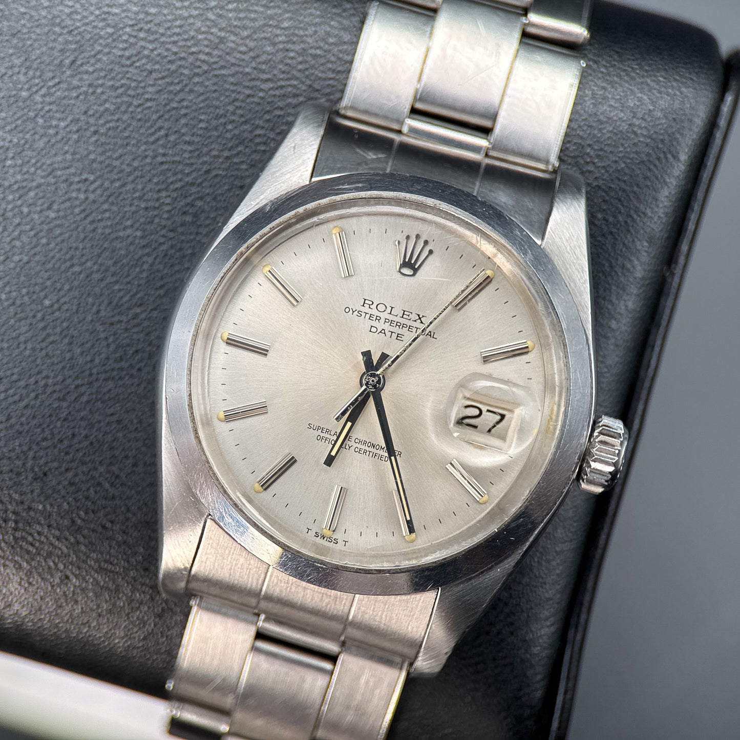 Vintage Rolex Date 1500 Silver Dial Stainless Steel Automatic 34mm Watch