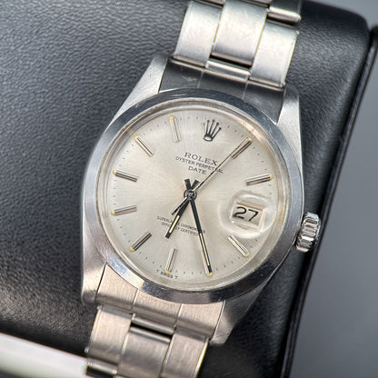 Vintage Rolex Date 1500 Silver Dial Stainless Steel Automatic 34mm Watch