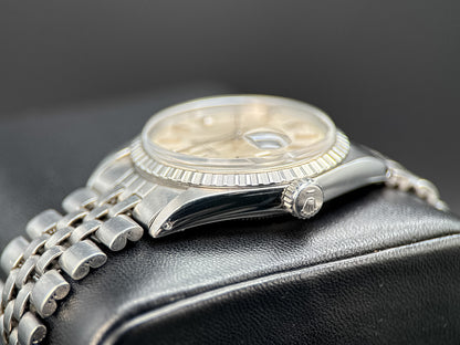 Rolex Datejust 36mm 1603 Silver Dial Engine Turned Bezel Automatic Watch