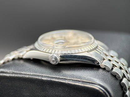 Rolex Datejust 36mm 1603 Silver Dial Engine Turned Bezel Automatic Watch