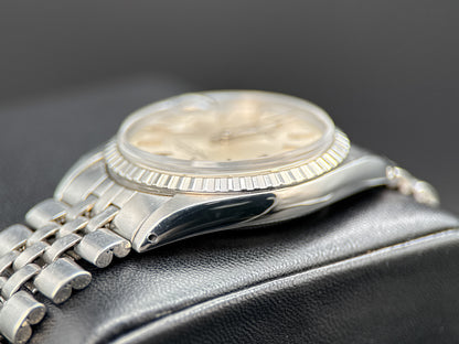 Rolex Datejust 36mm 1603 Silver Dial Engine Turned Bezel Automatic Watch