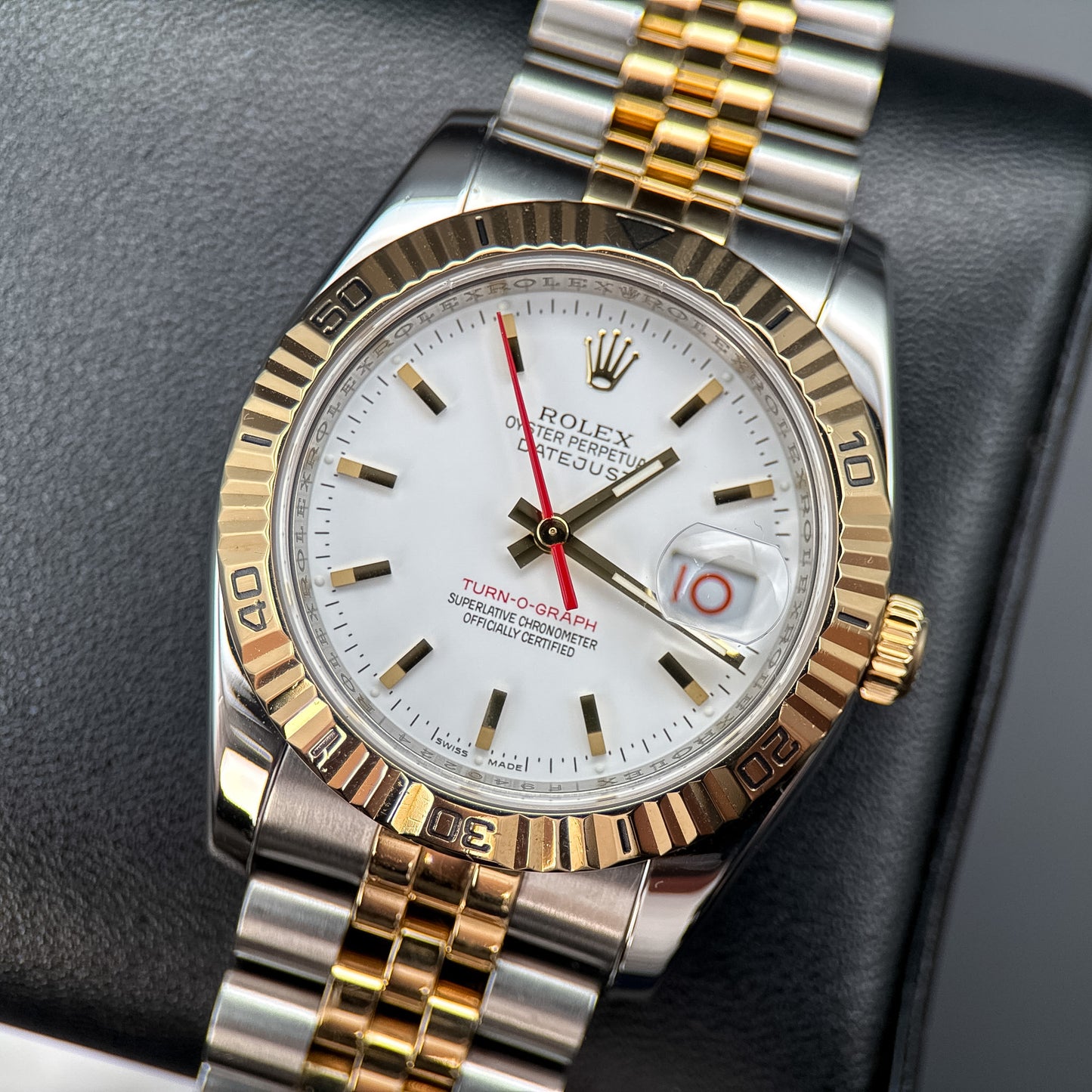 Rolex Datejust Turn-O-Graph 116263 White Dial Two-Tone Jubilee 36mm Watch