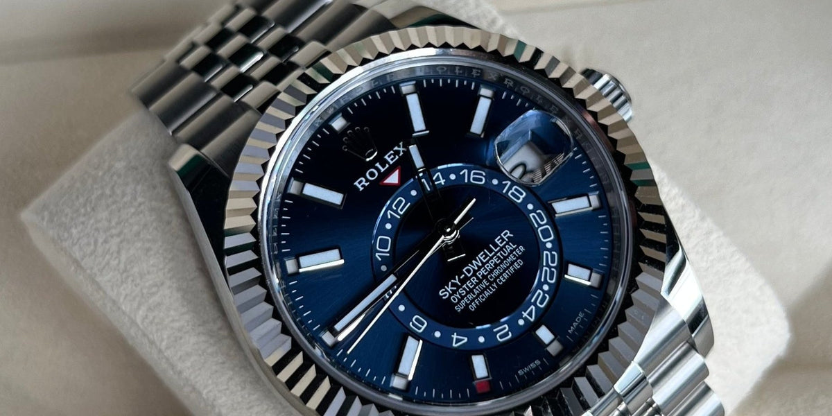 Rolex Sky-Dweller 326934 blue dial on a Jubilee bracelet